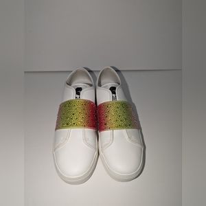NWOT 8M Karl Lagerfeld Remmy Rhinestone Slip-on White Sneaker